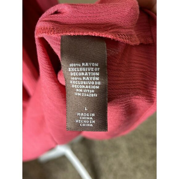 Knox Rose Women’s Cold Shoulder Dark Pink High Low Dress Embroidered Sz L - Picture 6 of 6